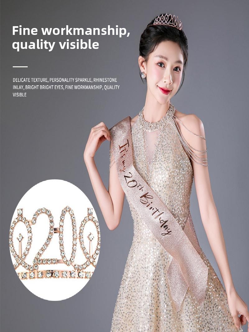 Champagne Gold Sparkle Crown S - Birthday Sash Glitter incelemesi ve fiyatı