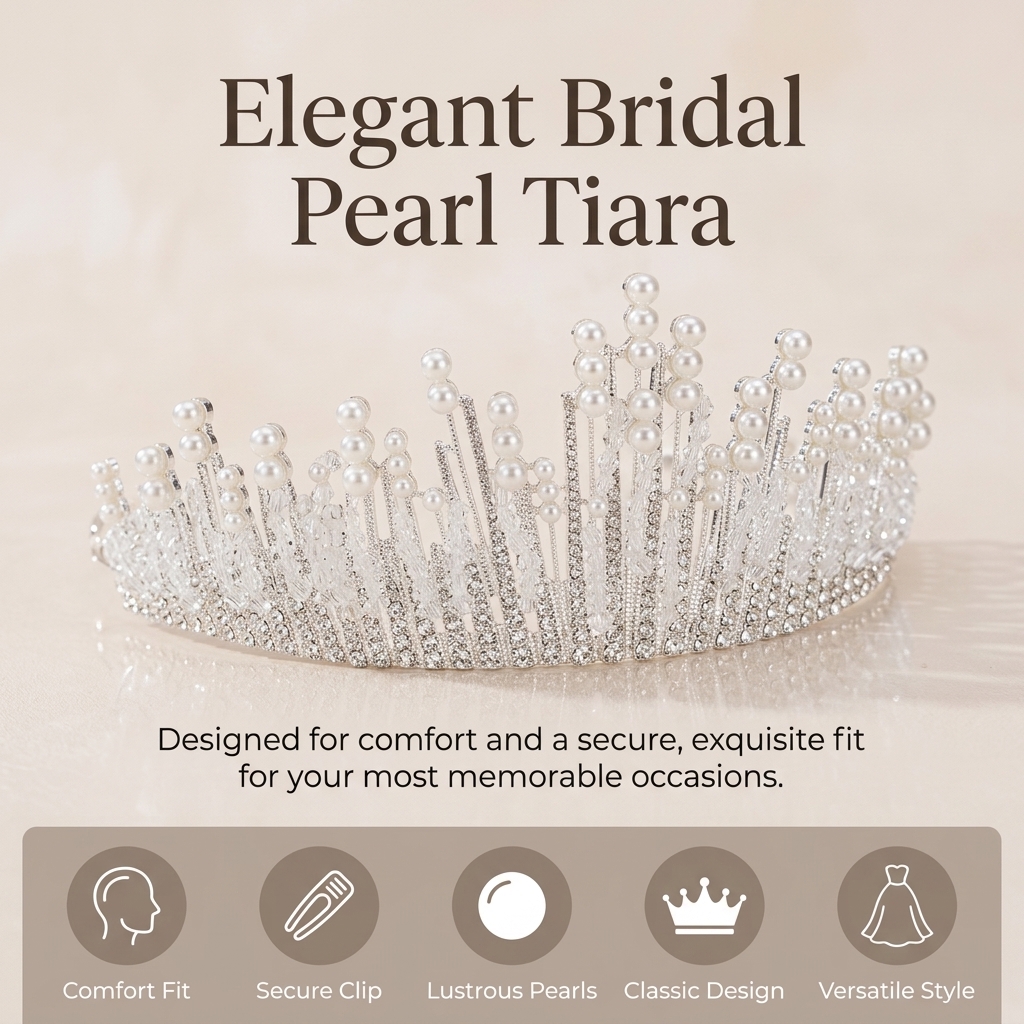 Bridal Pearl Crown Headpiece E - Event & Party Supply incelemesi ve fiyatı