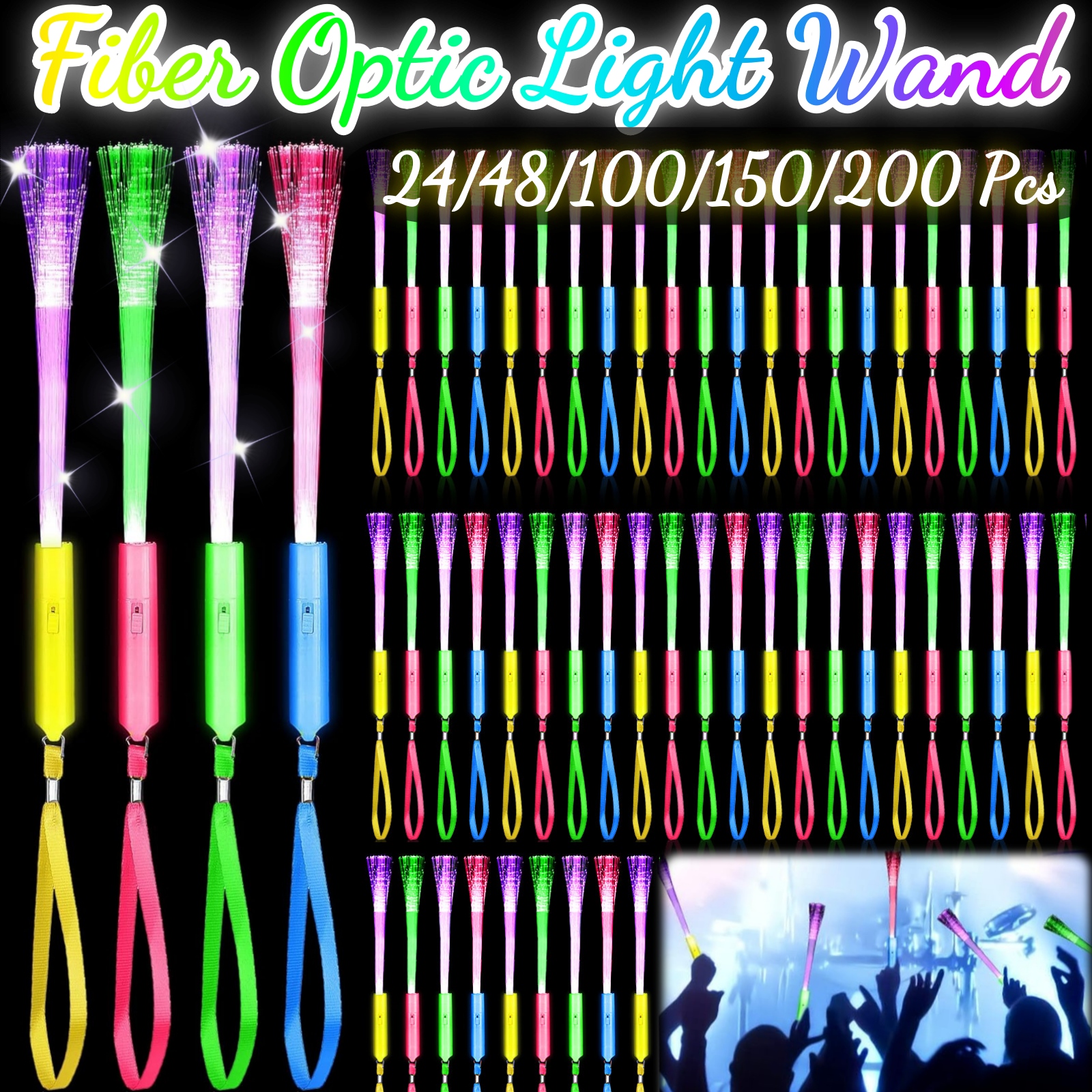 24-200Pcs Fiber Optic Wands Gl - Cotton Candy Cone incelemesi ve fiyatı