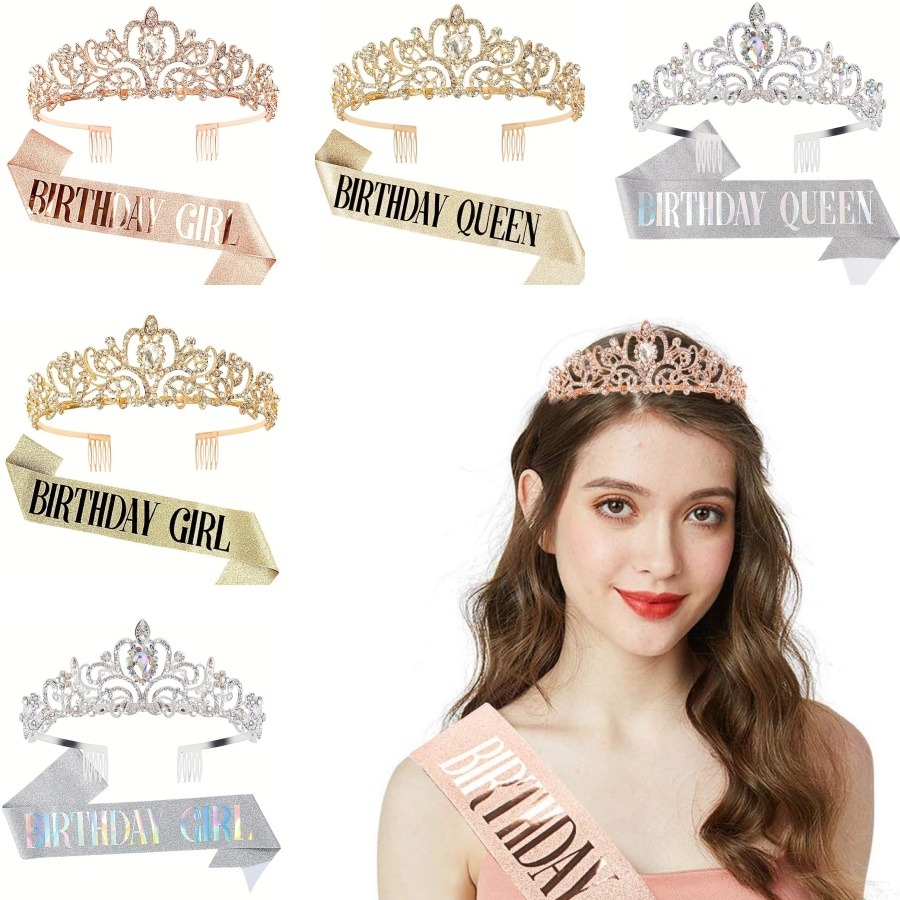 2pcs/Set Bling Rhinestone Crys - Birthday Sash Glitter incelemesi ve fiyatı