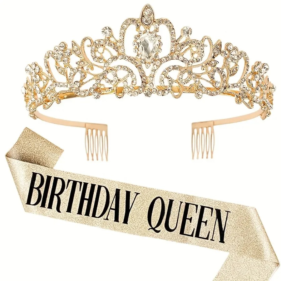 2pcs/Set Bling Rhinestone Crys - Birthday Sash Glitter incelemesi ve fiyatı