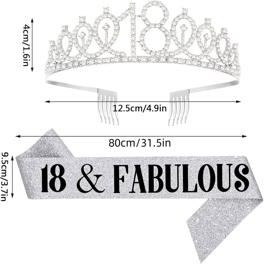 Glitter Silvery Birthday Tiara - Birthday Sash Glitter incelemesi ve fiyatı