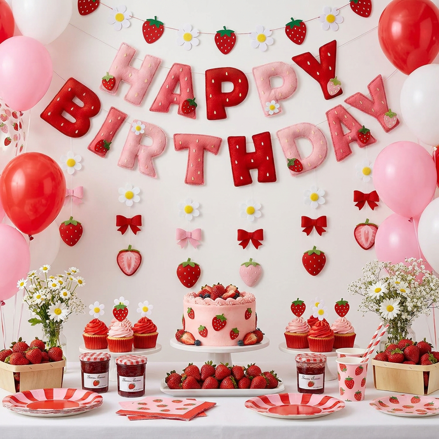 2D Felt Strawberry Hanging Gar - Event Party incelemesi ve fiyatı