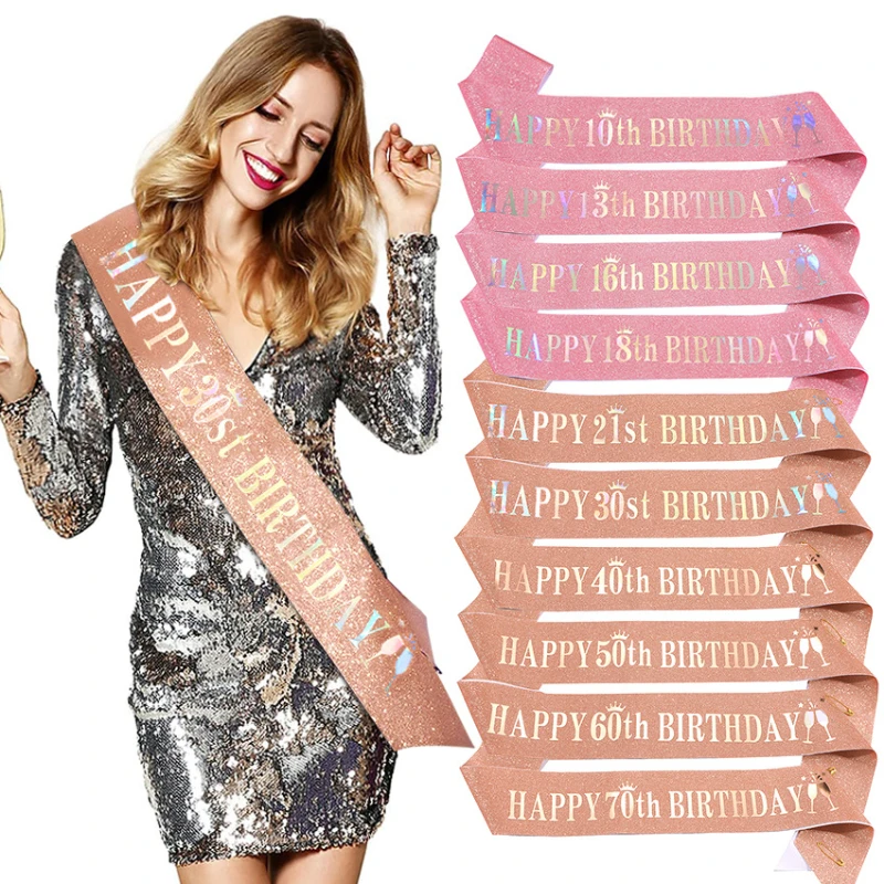 Happy 10th 13th 16th 21st 30th - Birthday Sash Glitter incelemesi ve fiyatı