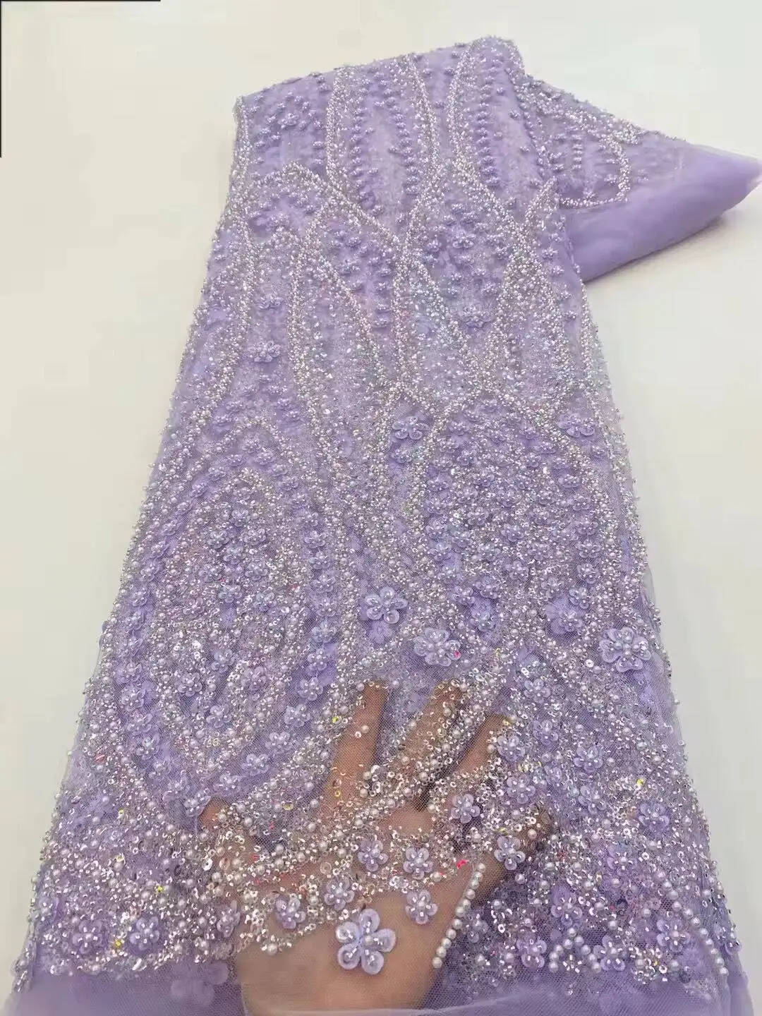 Sky Blue African Beaded Tulle  - Glitter Tablecloth incelemesi ve fiyatı
