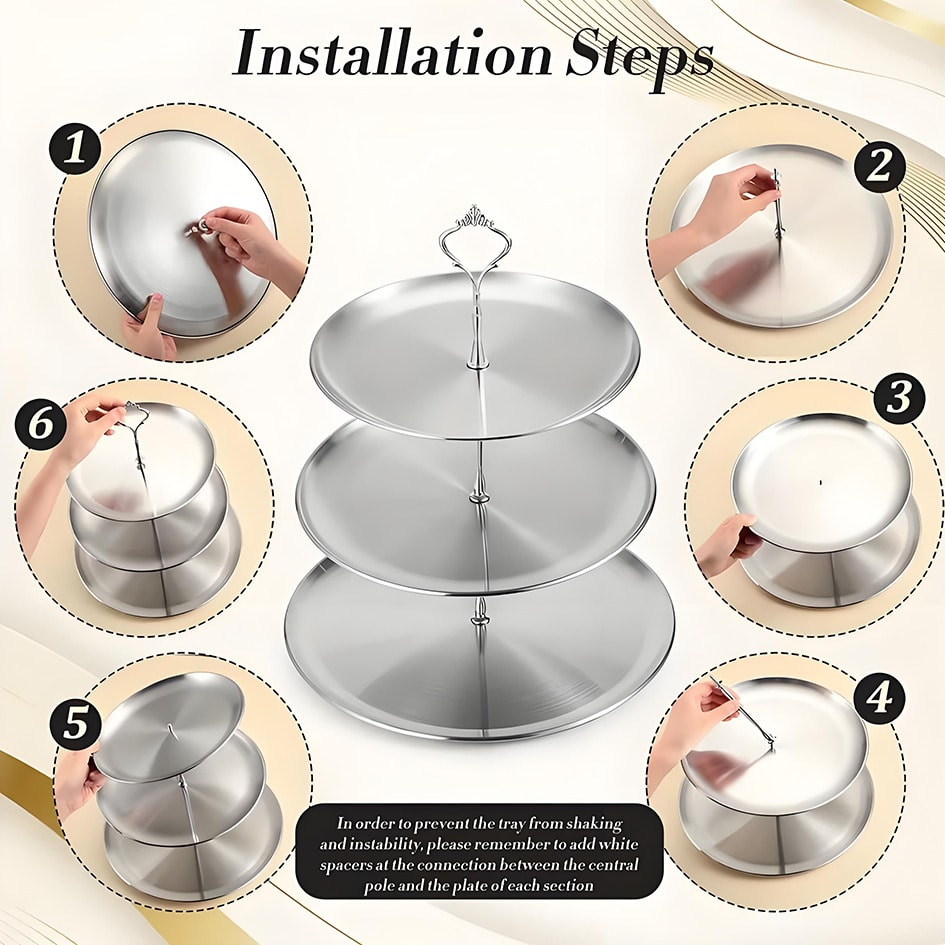 Luxury 3-Tier Gold Cake Stand  - Cupcake Stand Tier incelemesi ve fiyatı