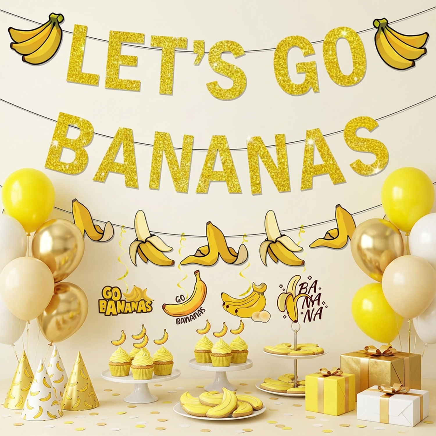 Yellow Bananas Birthday Banner - Let'S Party Event Supply incelemesi ve fiyatı
