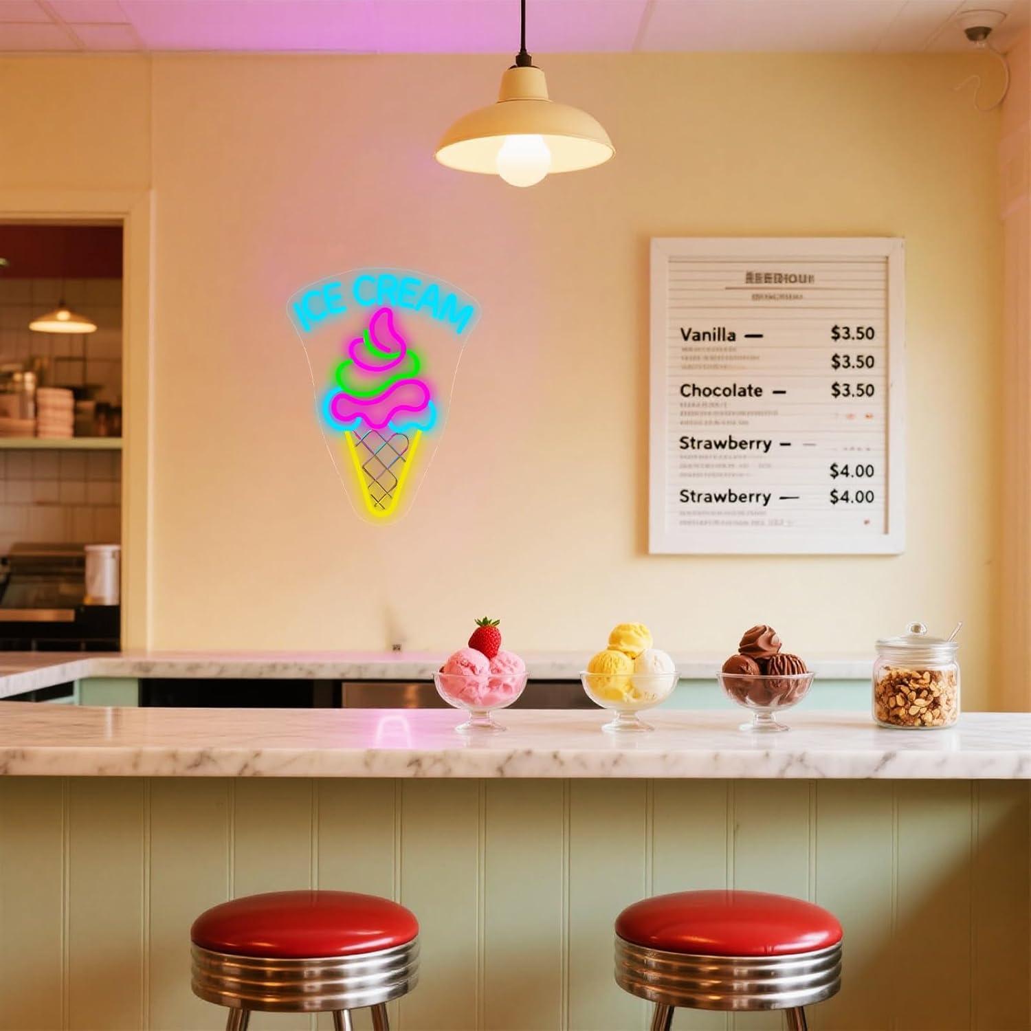 Ice Cream Neon Sign Dimmable D - Neon Sign Party incelemesi ve fiyatı