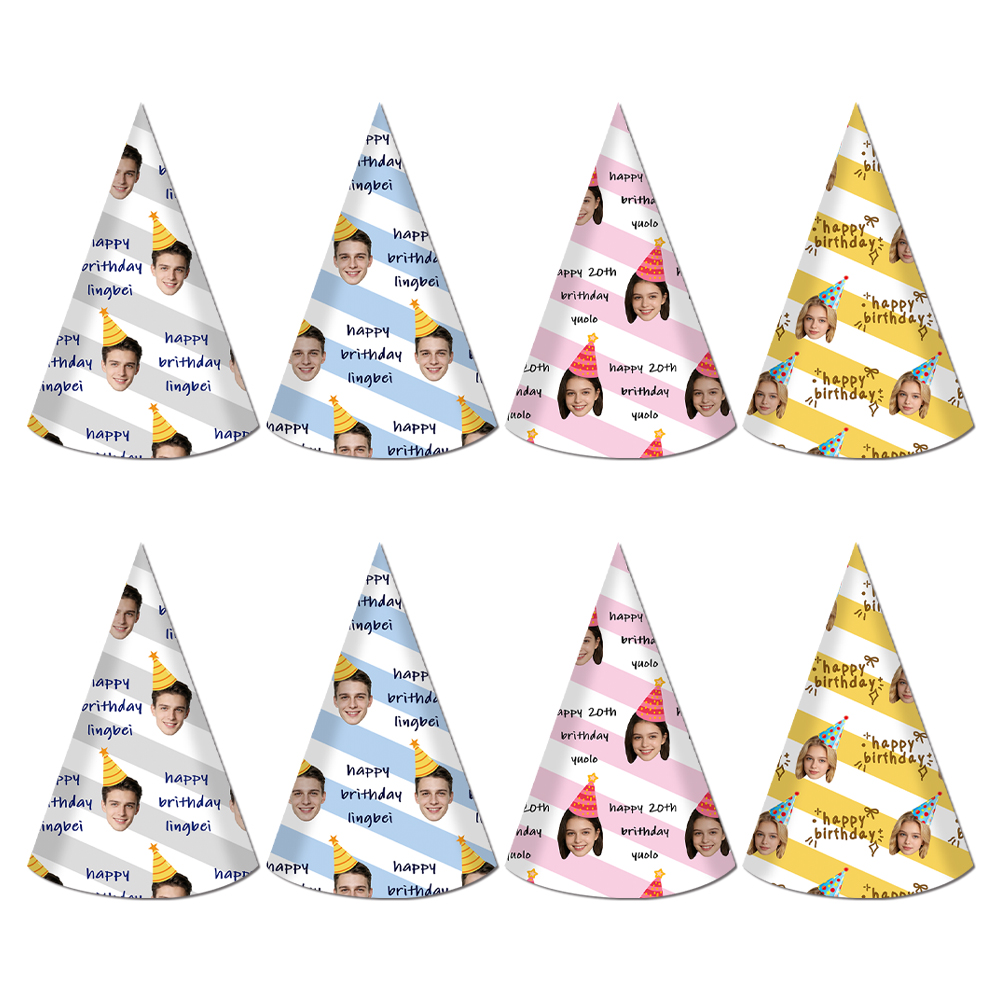8pcs Custom Text and Photo Fac - Party Hat Cone incelemesi ve fiyatı