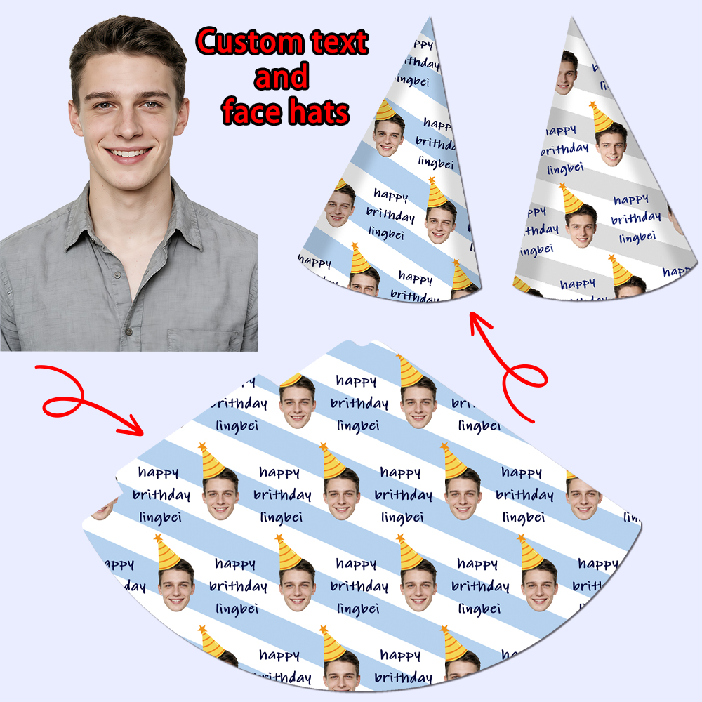 8pcs Custom Text and Photo Fac - Party Hat Cone incelemesi ve fiyatı