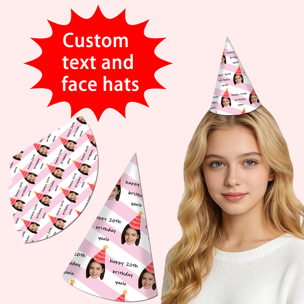 8pcs Custom Text and Photo Fac - Party Hat Cone incelemesi ve fiyatı