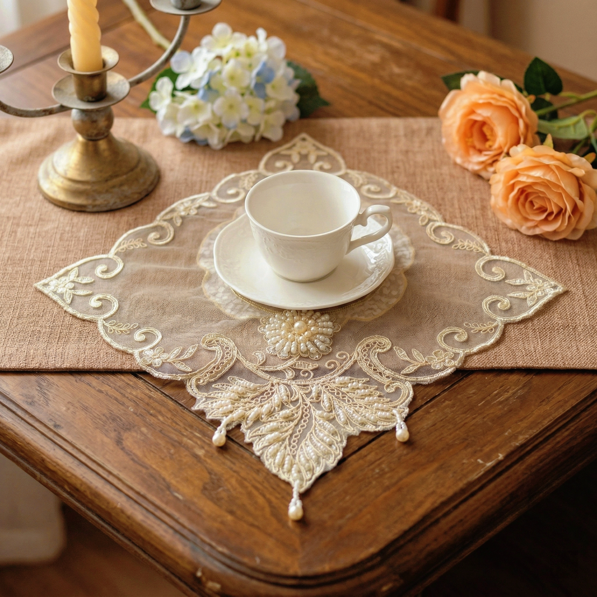 2pcs Leaf Shape Placemats Set  - Glitter Tablecloth incelemesi ve fiyatı