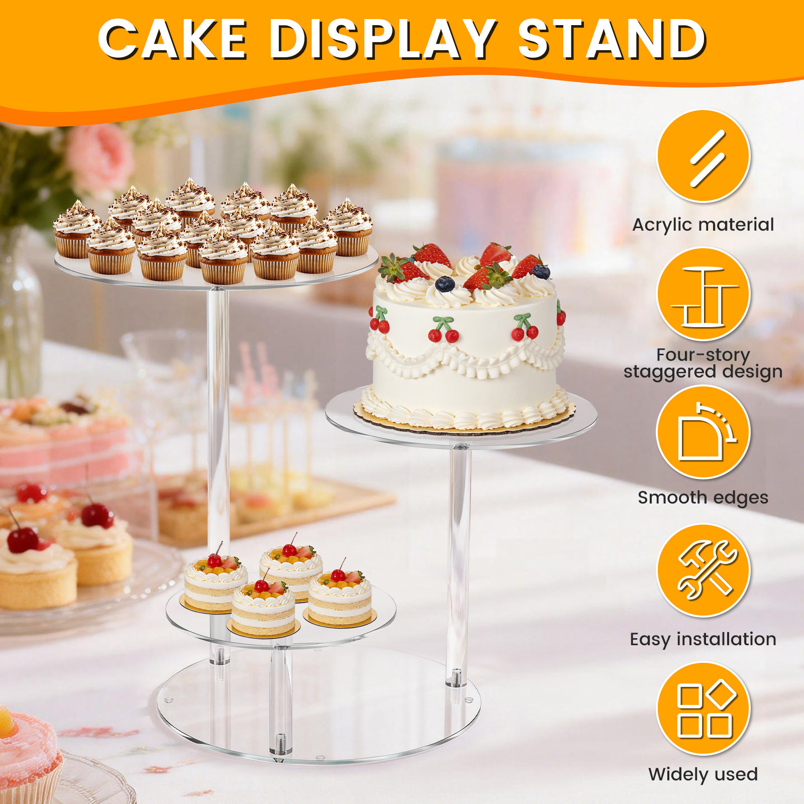 4 Tier Cake Stand Acrylic Tran - Cupcake Stand Tier incelemesi ve fiyatı