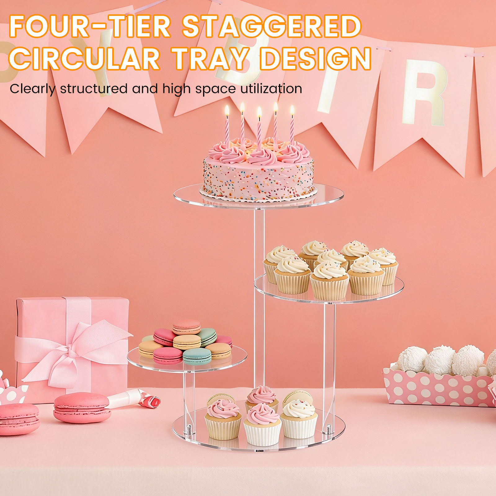 4 Tier Cake Stand Acrylic Tran - Cupcake Stand Tier incelemesi ve fiyatı