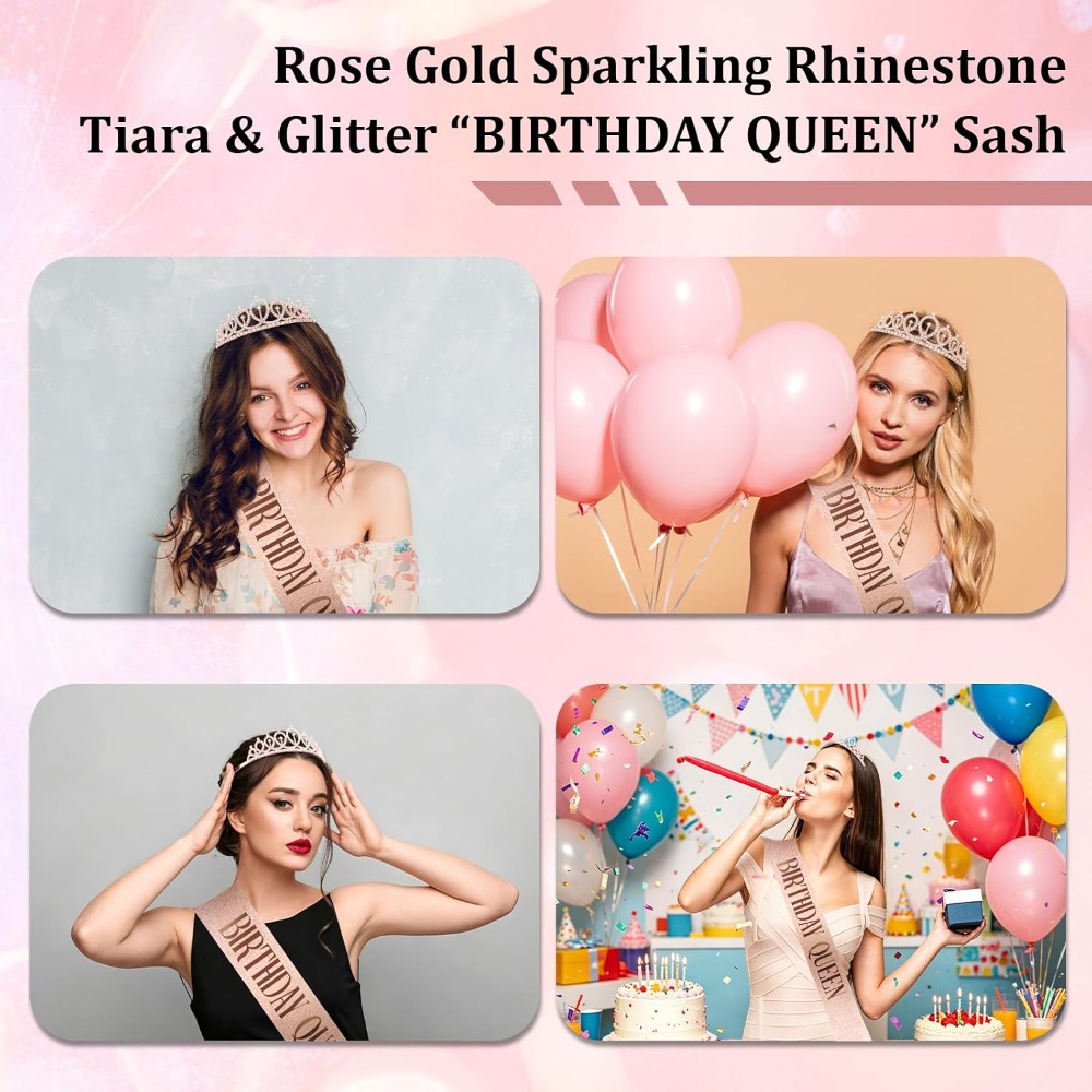 Rose Gold Birthday Queen Sash  - Birthday Sash Glitter incelemesi ve fiyatı