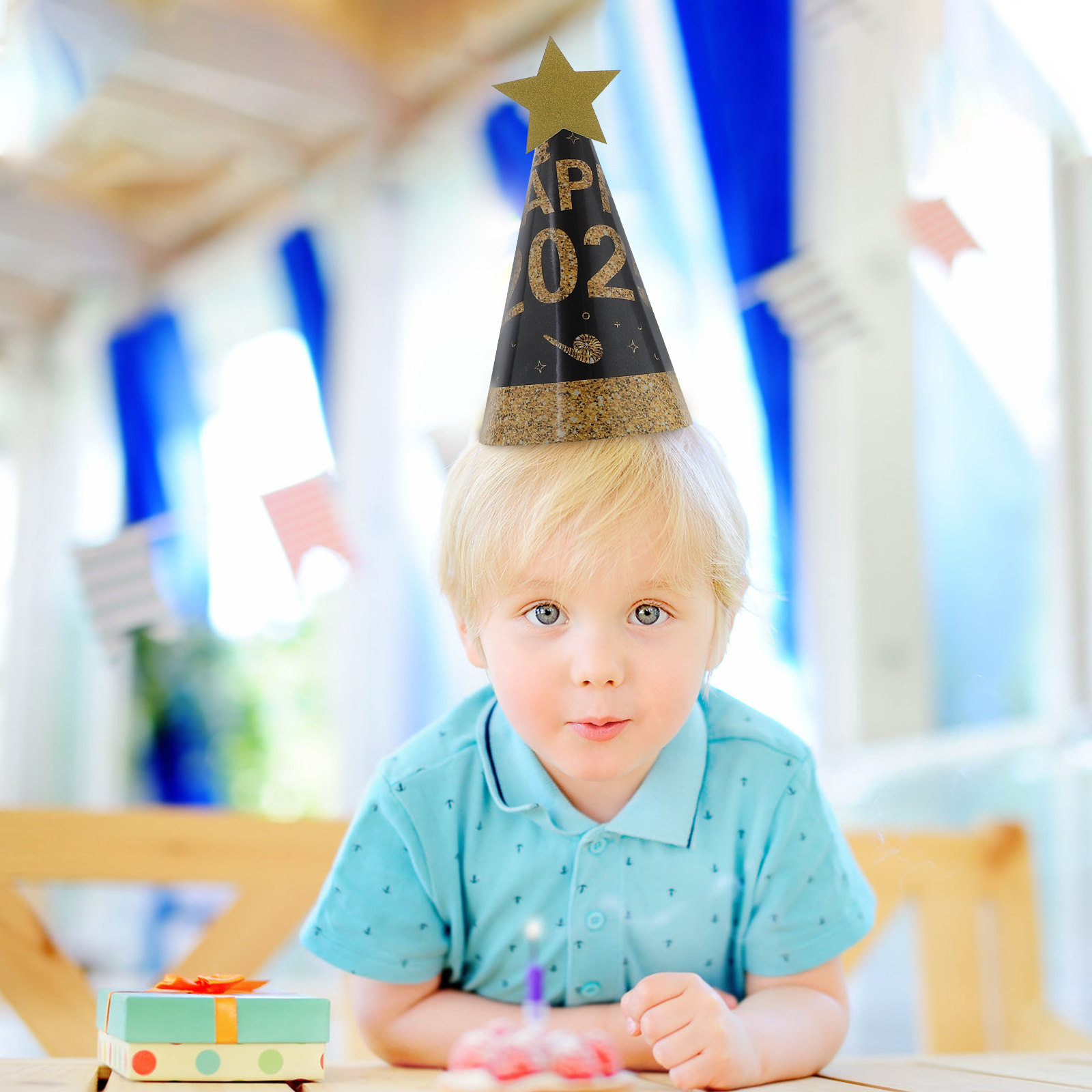 6Pcs Black Gold Paper Cone Hat - Party Hat Cone incelemesi ve fiyatı