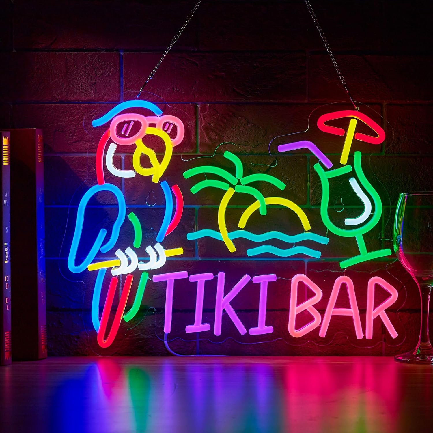 Tiki Bar Parrot Palm Tree Neon - Neon Sign Party incelemesi ve fiyatı