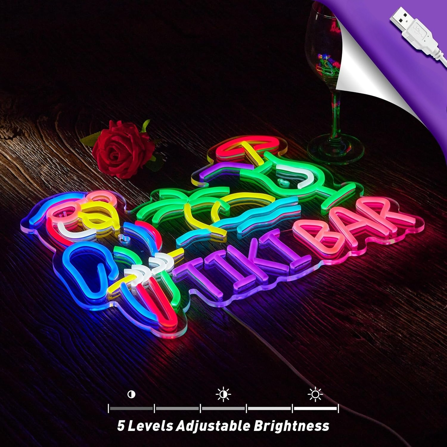 Tiki Bar Parrot Palm Tree Neon - Neon Sign Party incelemesi ve fiyatı