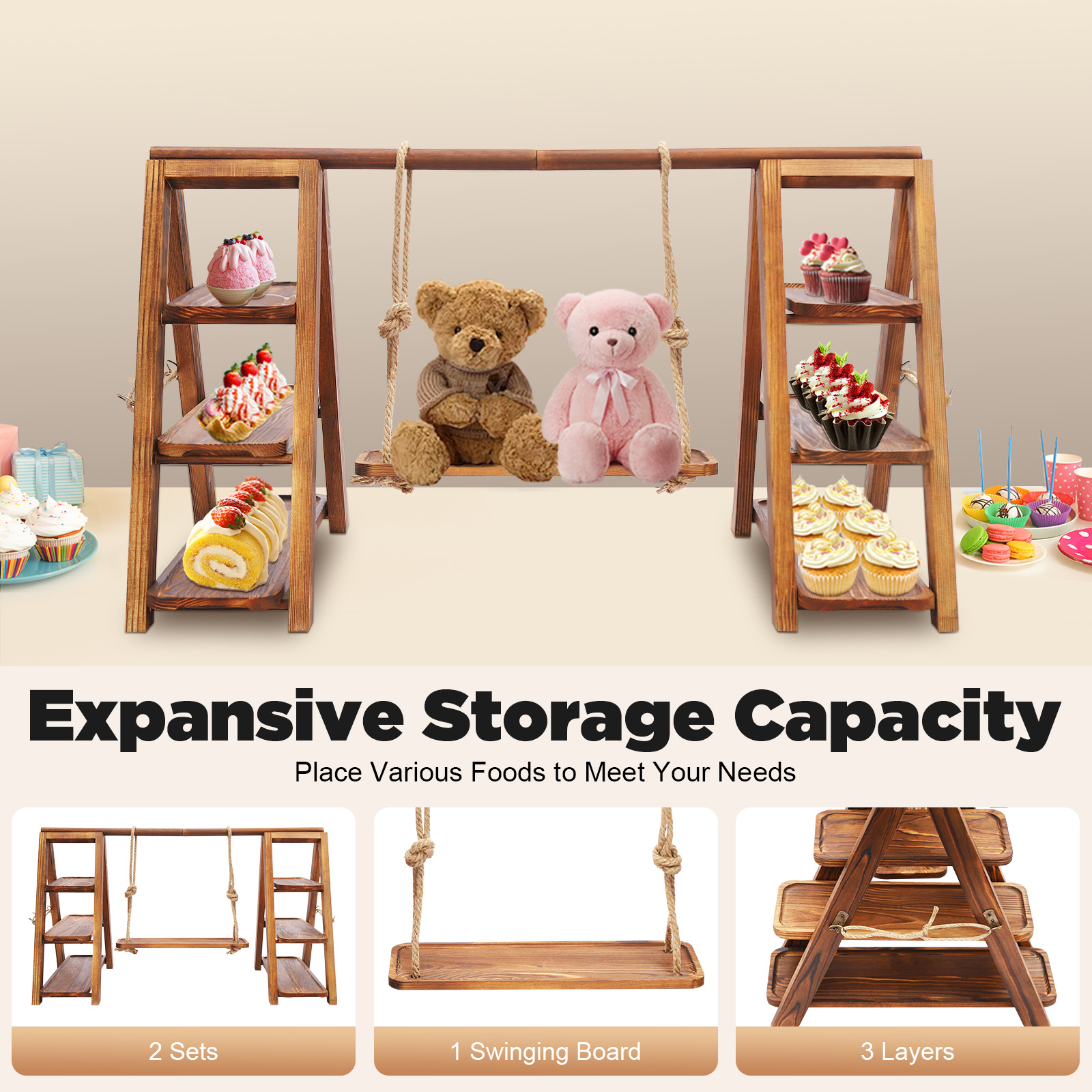 Wooden 3 Tier Cupcake Stand wi - Cupcake Stand Tier incelemesi ve fiyatı