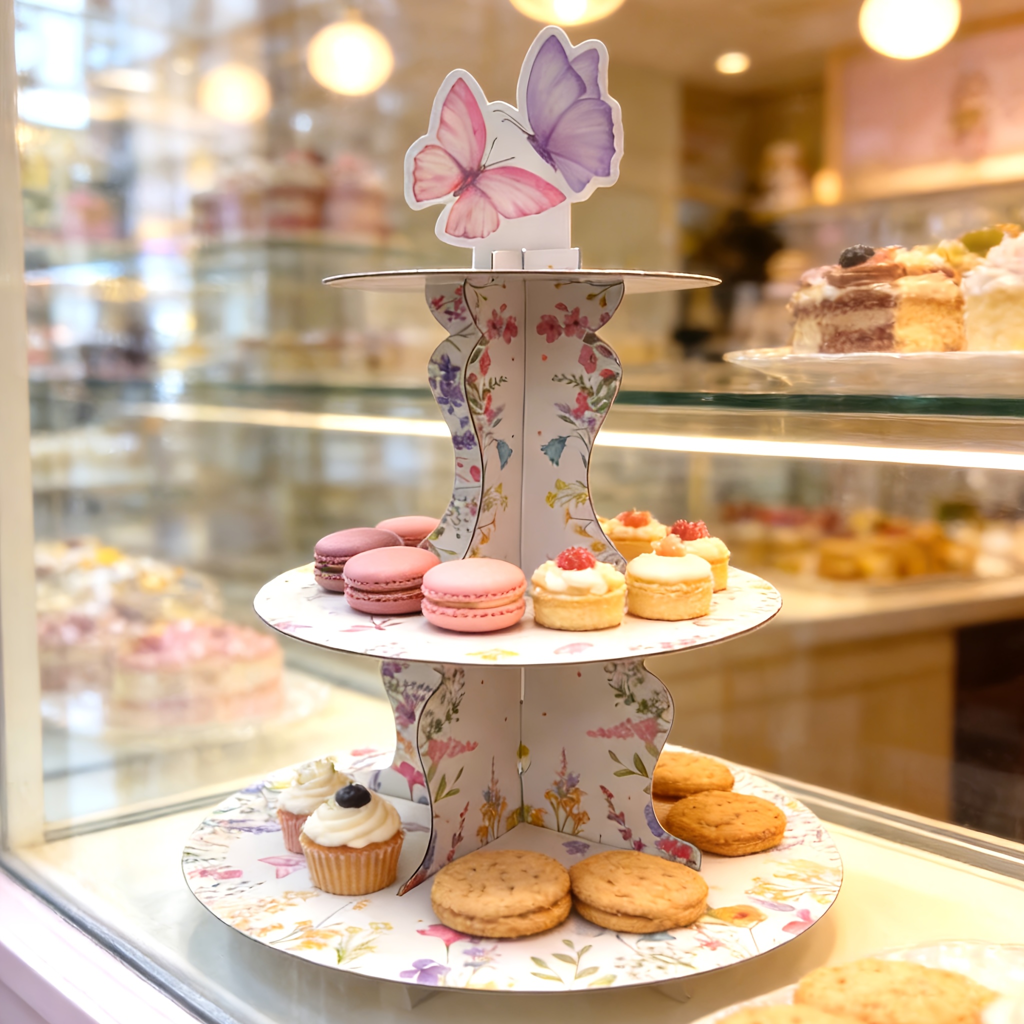 3-Tier Wildflower Butterfly Ca - Cupcake Stand Tier incelemesi ve fiyatı