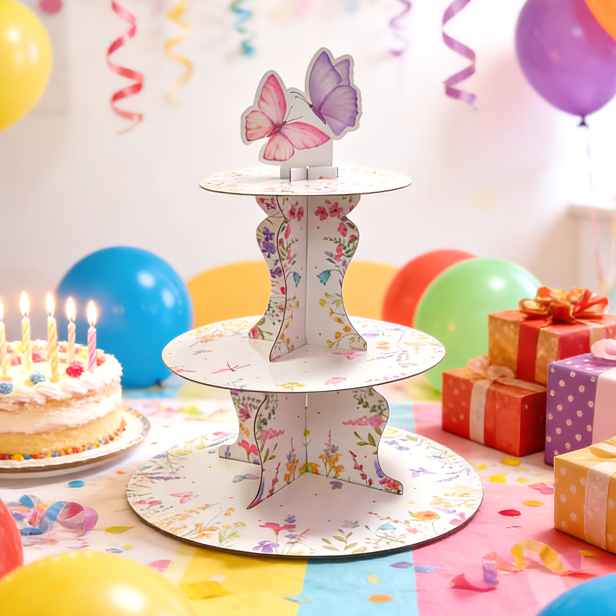 3-Tier Wildflower Butterfly Ca - Cupcake Stand Tier incelemesi ve fiyatı