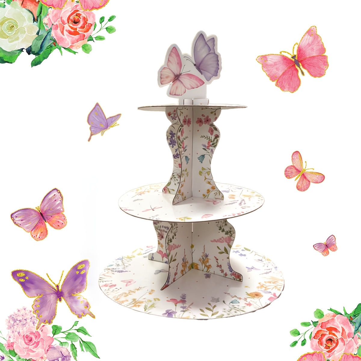 3-Tier Wildflower Butterfly Ca - Cupcake Stand Tier incelemesi ve fiyatı