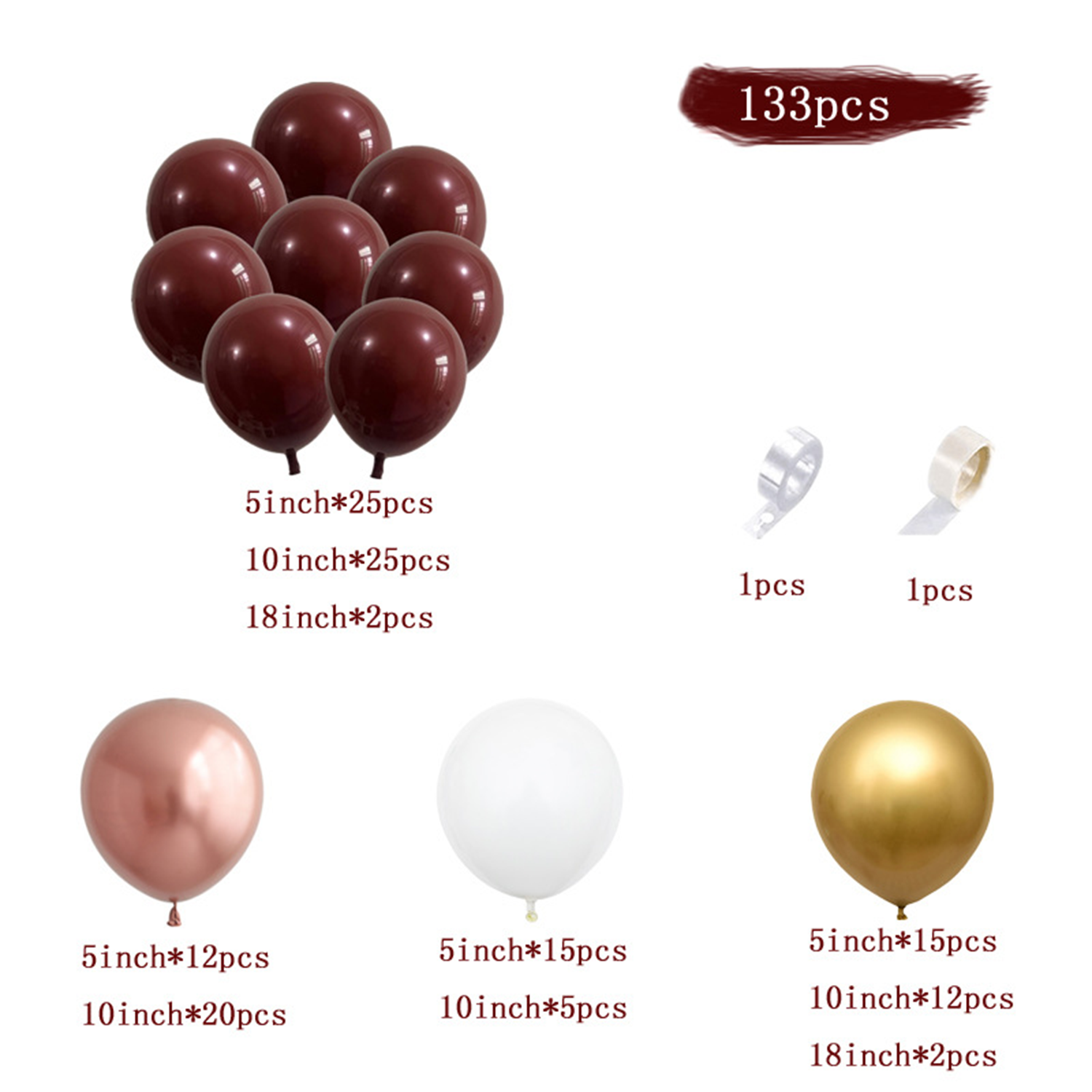 Garnet Balloon Set Garland Arc - Party Event Supplier incelemesi ve fiyatı