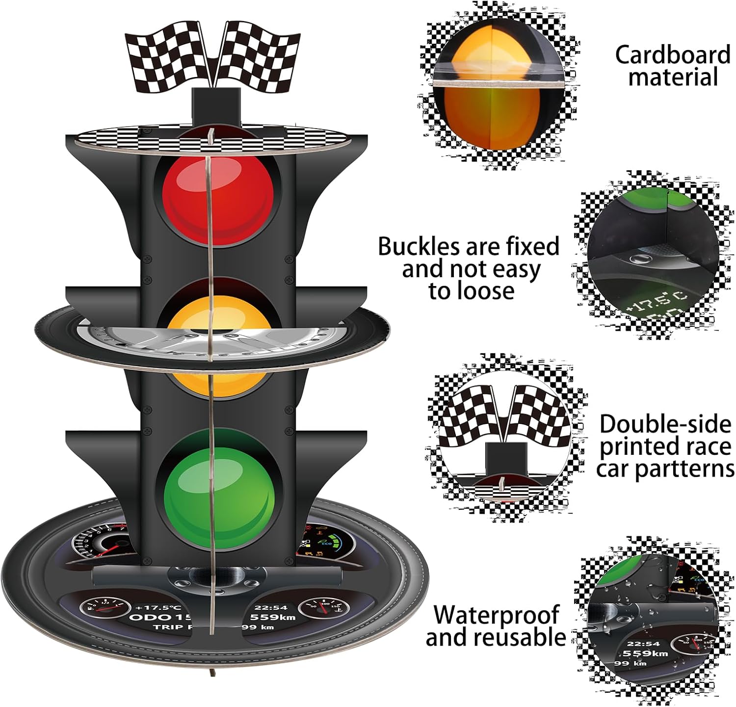 3-Tier Race Car Cupcake Stand, - Cupcake Stand Tier incelemesi ve fiyatı