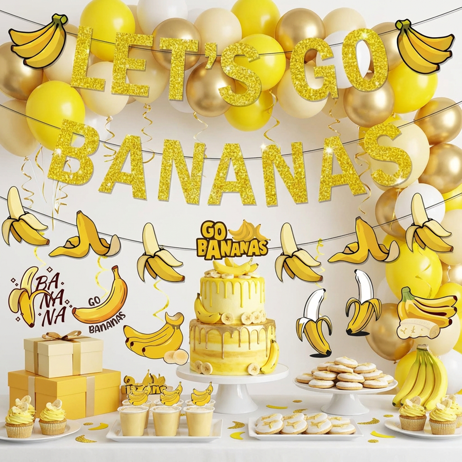 1Set Yellow Bananas Birthday B - Let'S Party Event Supply incelemesi ve fiyatı