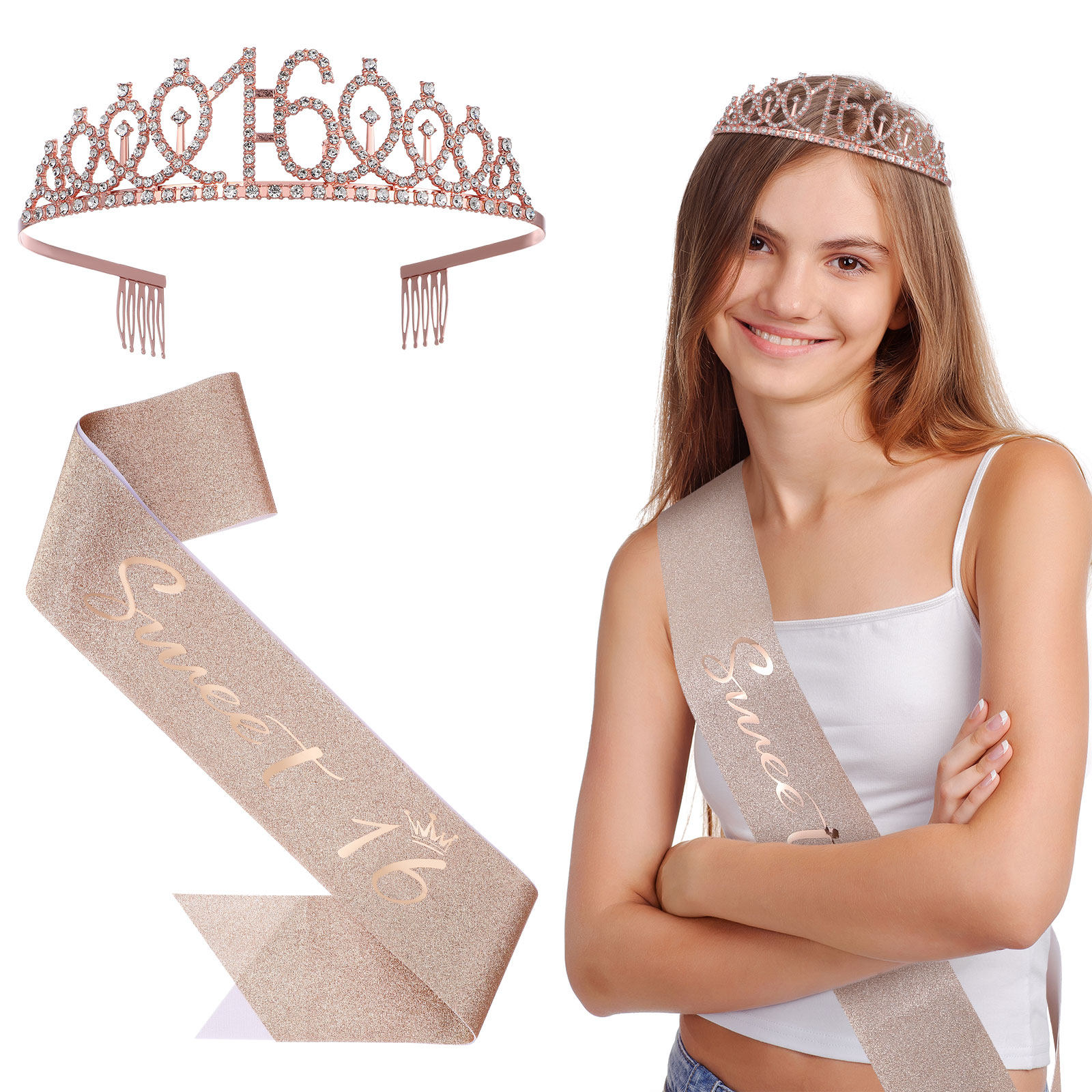 1Set Glittering Birthday Tiara - Birthday Sash Glitter incelemesi ve fiyatı