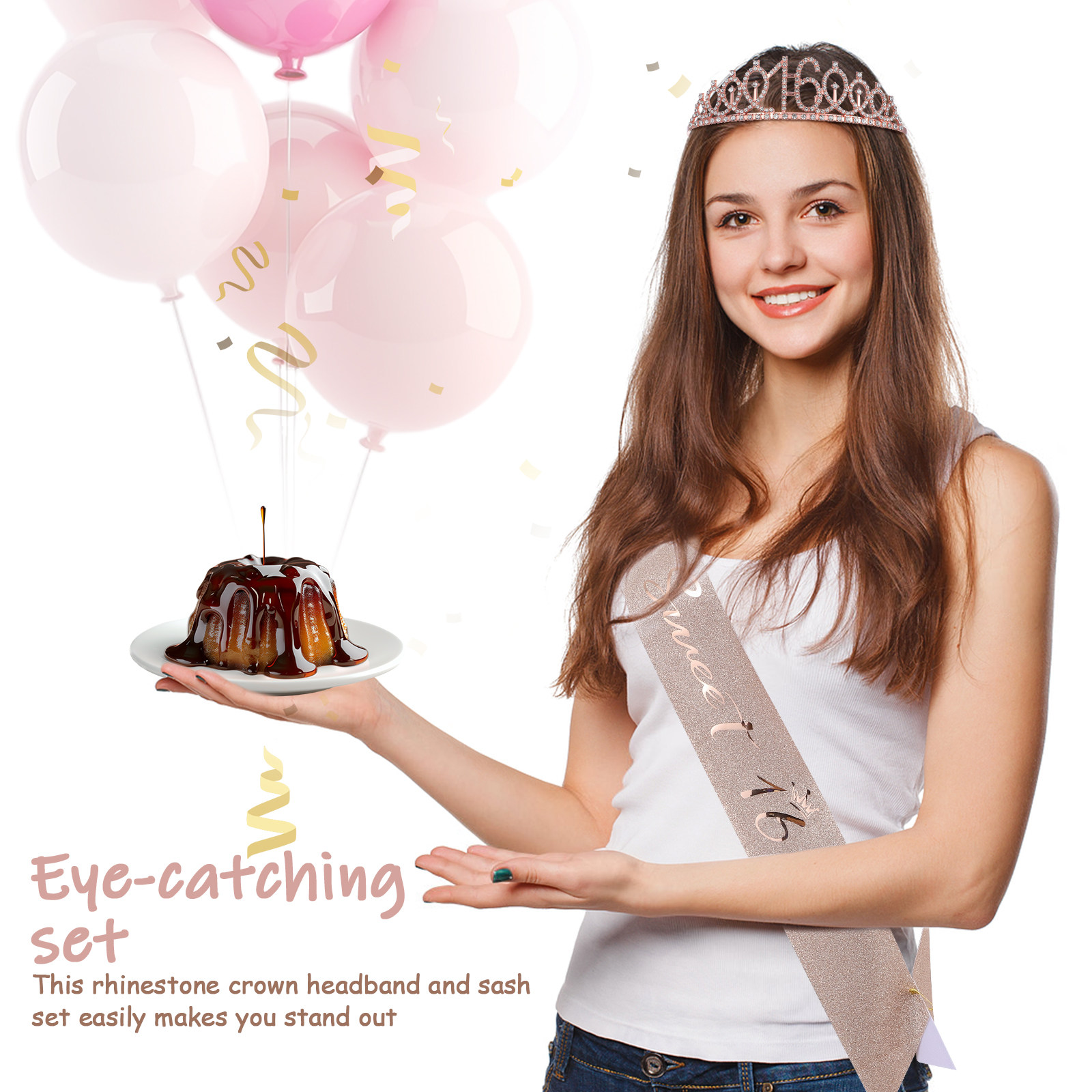 1Set Glittering Birthday Tiara - Birthday Sash Glitter incelemesi ve fiyatı